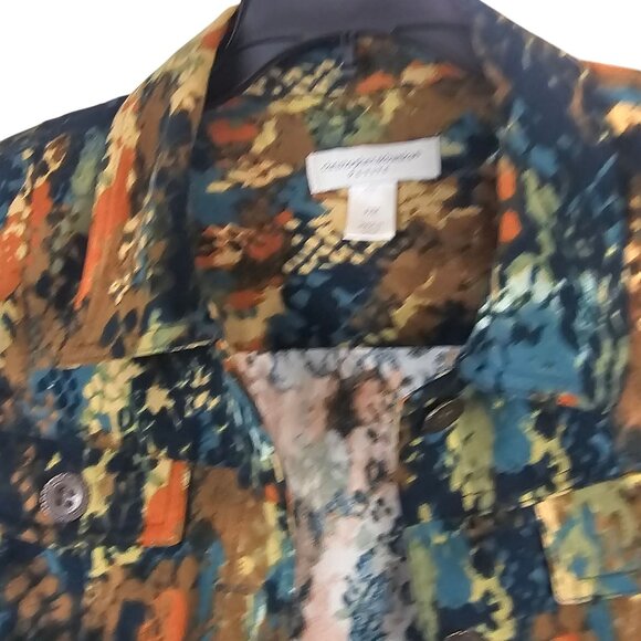 Womens Western Rustic Abstract Modern Chic Boutique Autumn Earthy Shirt Petite M - Picture 4 of 14